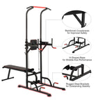 Power Tower Pullup Bar Dip Station with Situp Bench Home Gym Workout Equipment