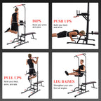 Power Tower Pullup Bar Dip Station with Situp Bench Home Gym Workout Equipment