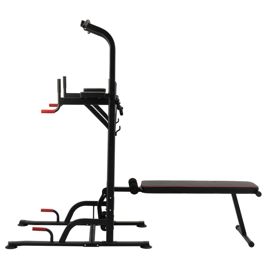 Power Tower Pullup Bar Dip Station with Situp Bench Home Gym Workout Equipment