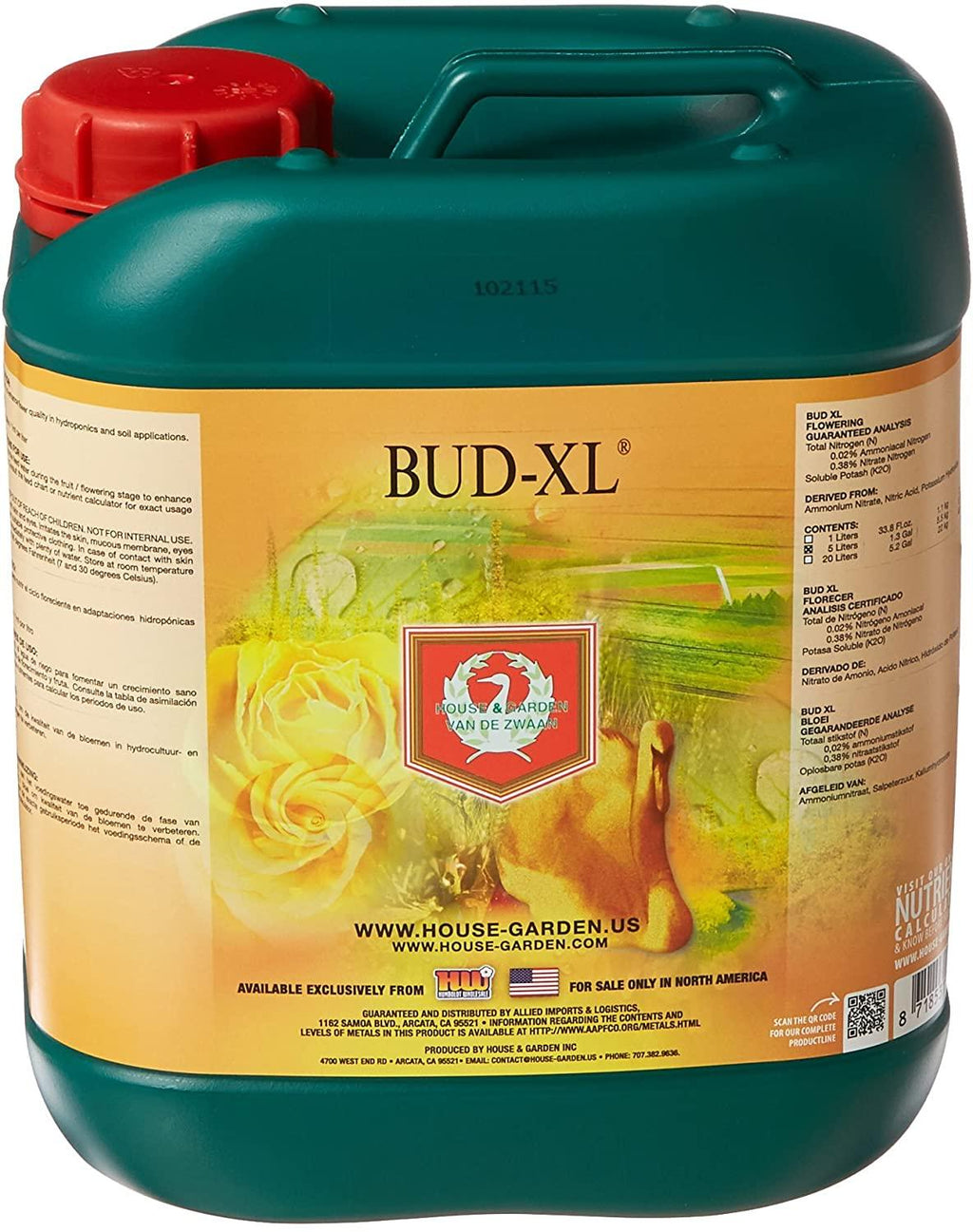 house &amp; garden hgc749631 bud-xl hydroponic nutrient fertilizer, 5 l