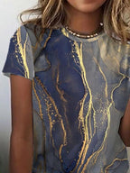 Casual Printed Short Sleeve V-Neck T-Shirt