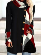 Casual Loose Geometric Stitching Long-sleeved T-shirt