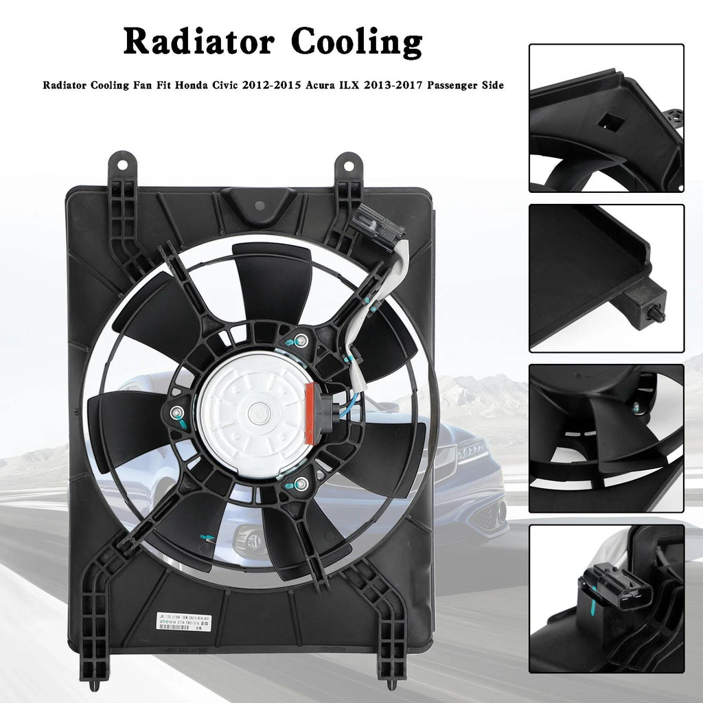 2015 Honda Civic SE Radiator Cooling Fan Passenger Side 12815182 621490 19030RSJE01-PFM HO3115159 38615-R1A-A02 Generic
