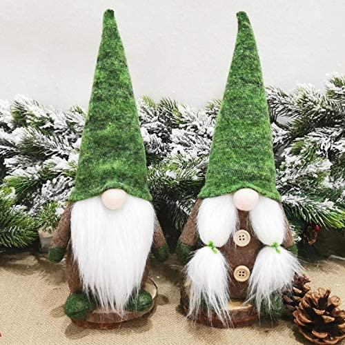 JJKFQ 2PS Christmas Faceless Gnome Santa Xmas Tree Hanging Ornament Doll Decoration for Home Pendant Ornaments Velvet Hat Bearded Old Man