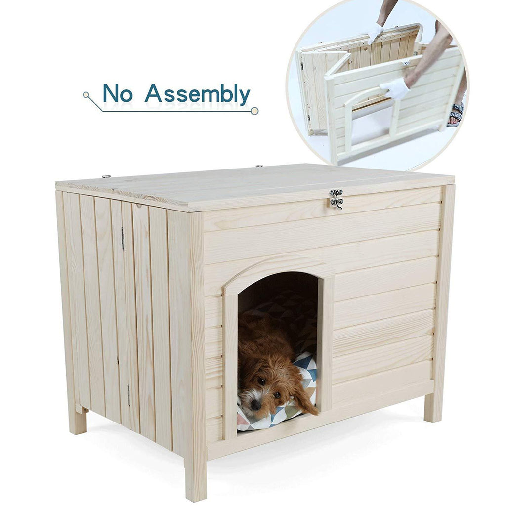 Petsfit Portable Wooden Dog House, No Assemble Required