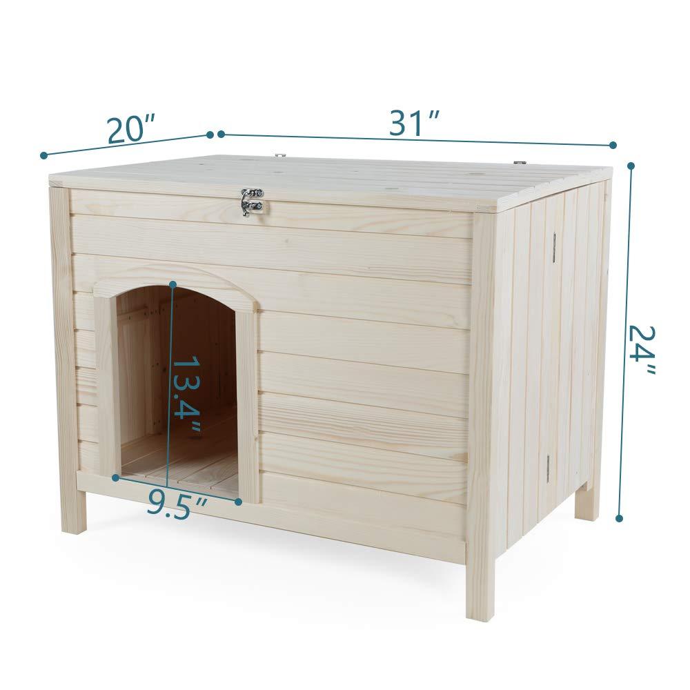 Petsfit Portable Wooden Dog House, No Assemble Required