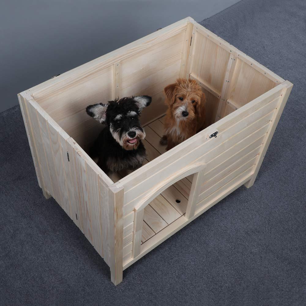 Petsfit Portable Wooden Dog House, No Assemble Required