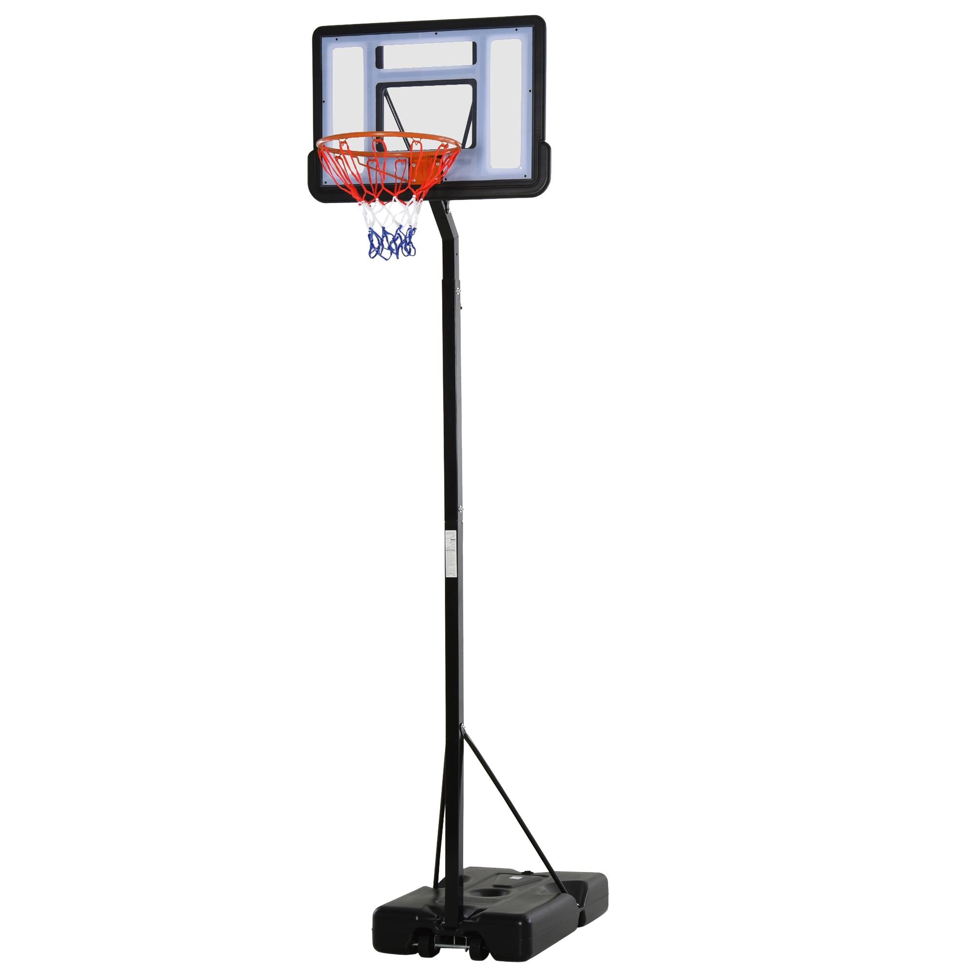 Soozier Basketball Hoop Freestanding Height Adjustable Stand with Backboard Wheels for Adults, Black