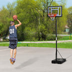 Soozier Basketball Hoop Freestanding Height Adjustable Stand with Backboard Wheels for Adults, Black