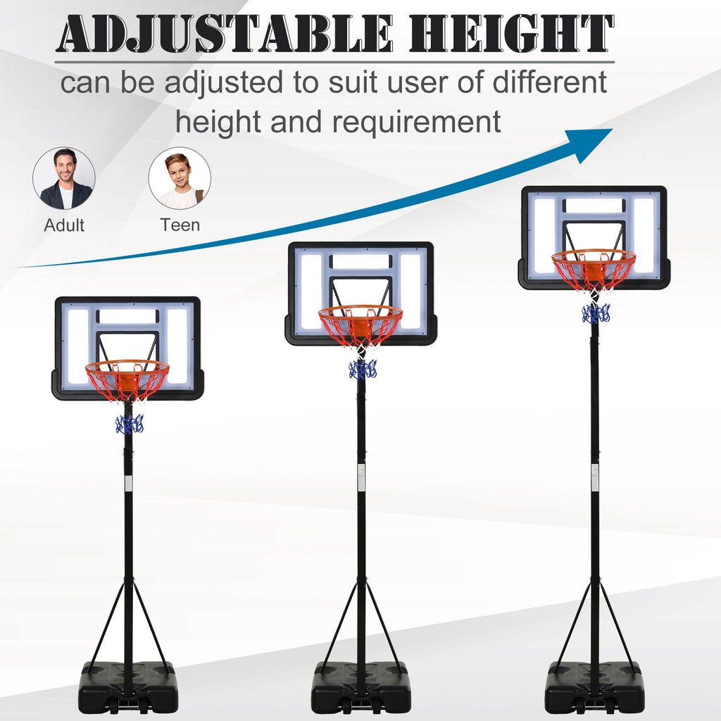 Soozier Basketball Hoop Freestanding Height Adjustable Stand with Backboard Wheels for Adults, Black