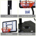 Soozier Basketball Hoop Freestanding Height Adjustable Stand with Backboard Wheels for Adults, Black