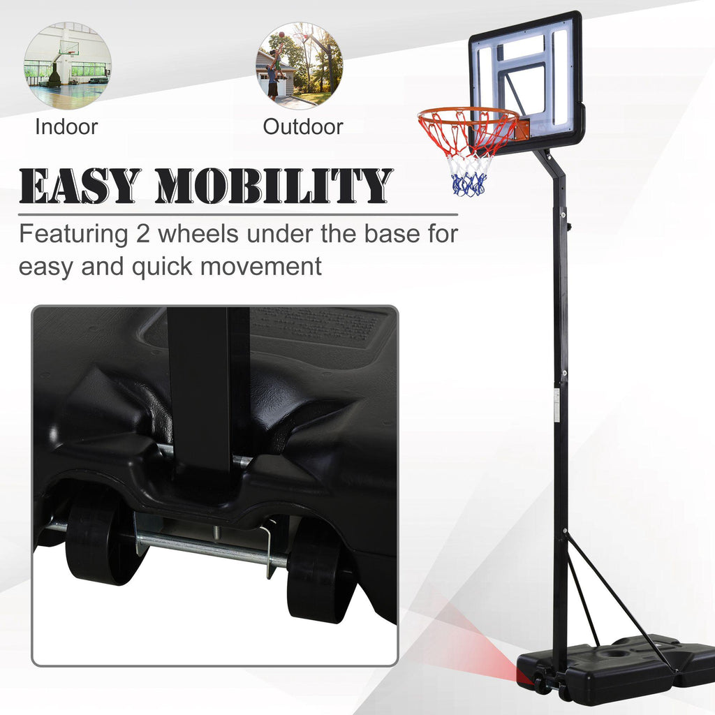 Soozier Basketball Hoop Freestanding Height Adjustable Stand with Backboard Wheels for Adults, Black