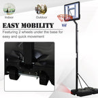 Soozier Basketball Hoop Freestanding Height Adjustable Stand with Backboard Wheels for Adults, Black