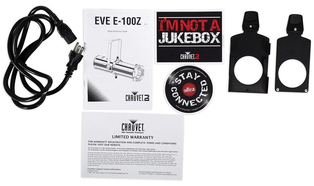 Chauvet DJ EVE E-100Z White Ellipsoidal LED DMX Gobo Projector Spot Light+Fogger