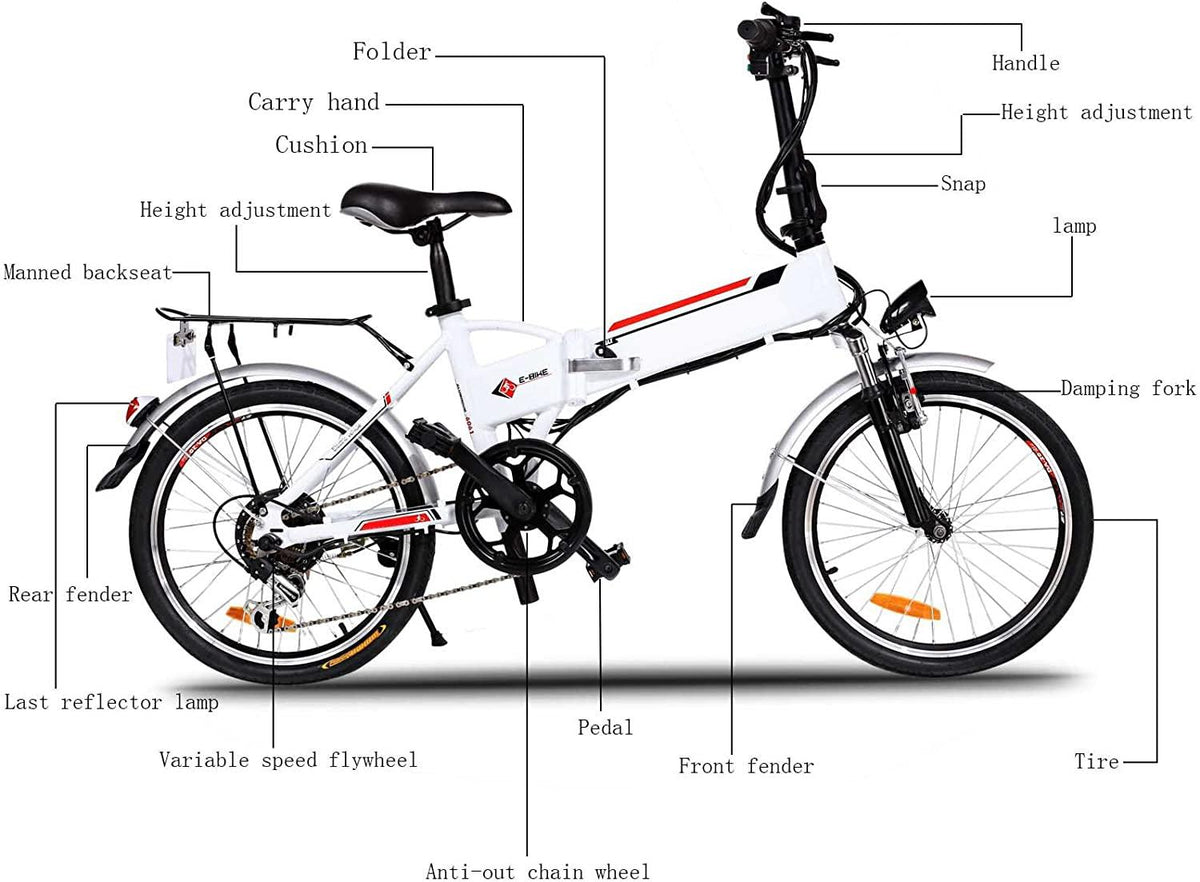 20 Inch Folding Electric Bike, Electric Bicycle with 36V 8Ah Removable Lithium-Ion Battery, Lightweight Ebike with 250W Motor and 7 Speed Gears