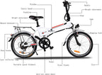 Folding Electric Bike 250W City Commuter Ebike with 7 Speed Gear and Three WorModes Electric Bicycle for Adults and Teenagers