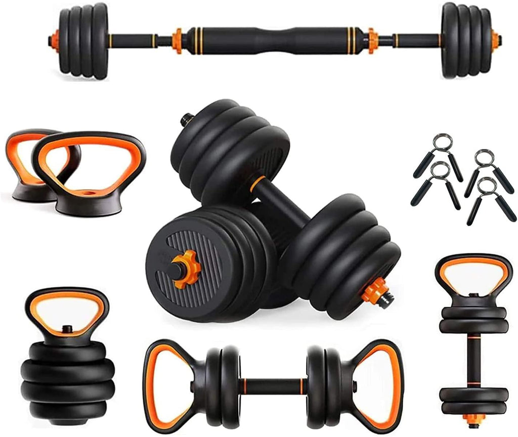 Adjustable Dumbbell Set,4 in 1 Set Barbell, Dumbbell, Kettlebell and Push-ups, Non-slip Handles, Push up, 66LB Weights Dumbbells, Fitness Home Gym for Men Women