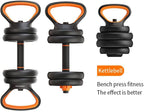 Adjustable Dumbbell Set,4 in 1 Set Barbell, Dumbbell, Kettlebell and Push-ups, Non-slip Handles, Push up, 66LB Weights Dumbbells, Fitness Home Gym for Men Women