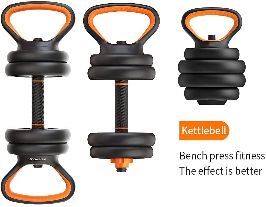 Adjustable Dumbbell Set, 44LB Weights Dumbbells ,4 in 1 Set Barbell, Dumbbell, Kettlebell and Push-ups, Non-slip Handles, Push up, Fitness Home Gym for Men Women
