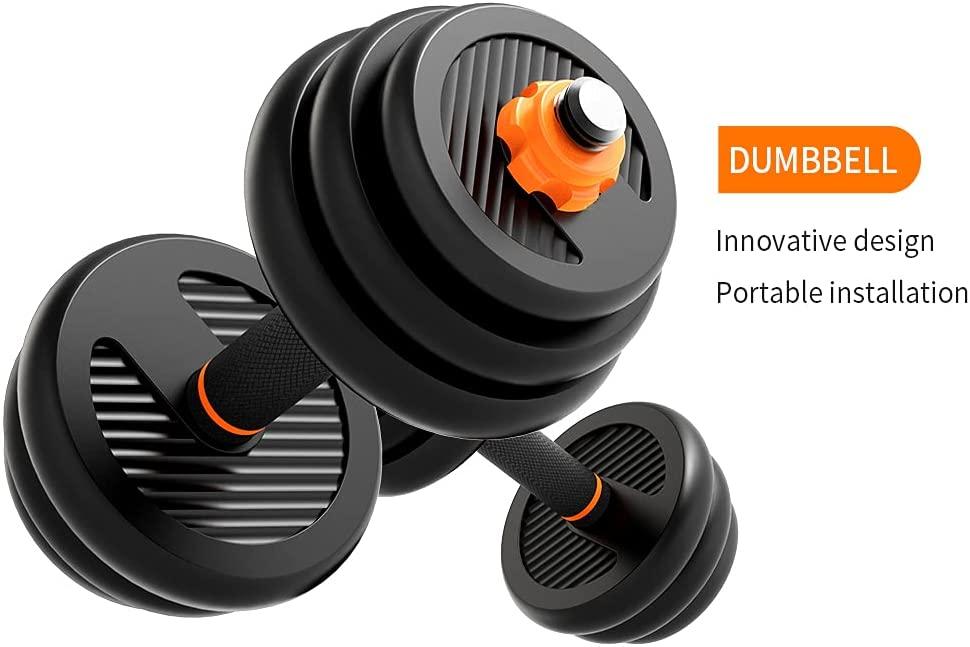 Adjustable Dumbbell Set,4 in 1 Set Barbell, Dumbbell, Kettlebell and Push-ups, Non-slip Handles, Push up, 66LB Weights Dumbbells, Fitness Home Gym for Men Women