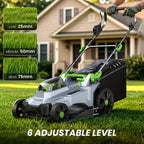 40V Cordless Lawn Mower, 17" Walk Behind Electric 4.0 Ah Battery Powered Lawnmower, with 50L Grass Bag, Brushless Motor, 6 Adjustable Cutting Heights, for Garden/Patio/Yark/Lawn