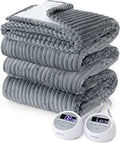 Heated Blanket Queen Size - Soft Ribbed Fleece Fast Heating Electric Blanket with 10 Heating Levels  10 Time Settings, 8 Hours Auto-Off Heated Blanket, Dual Control (84?90 inches, Dark Grey)