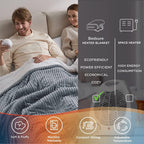 Heated Blanket Queen Size - Soft Ribbed Fleece Fast Heating Electric Blanket with 10 Heating Levels  10 Time Settings, 8 Hours Auto-Off Heated Blanket, Dual Control (84?90 inches, Dark Grey)