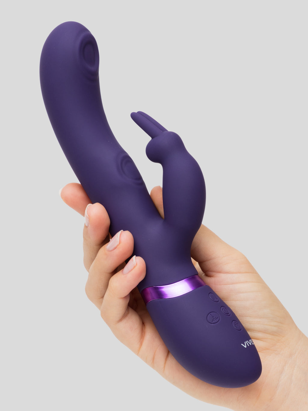 Vive MAY Rechargeable Pulsing Silicone Rabbit Vibrator, Purple