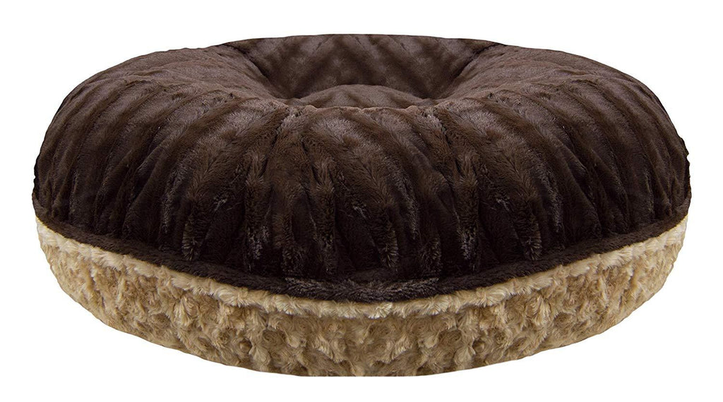BESSIE AND BARNIE Signature Camel Rose/Godiva Brown Extra Plush  Fur Bagel Pet/Dog Bed (Multiple Sizes)