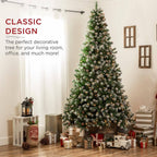 9 ft. Pre-Lit Incandescent Flocked Pre-Decorated Artificial Christmas Tree with 850 Warm White Lights