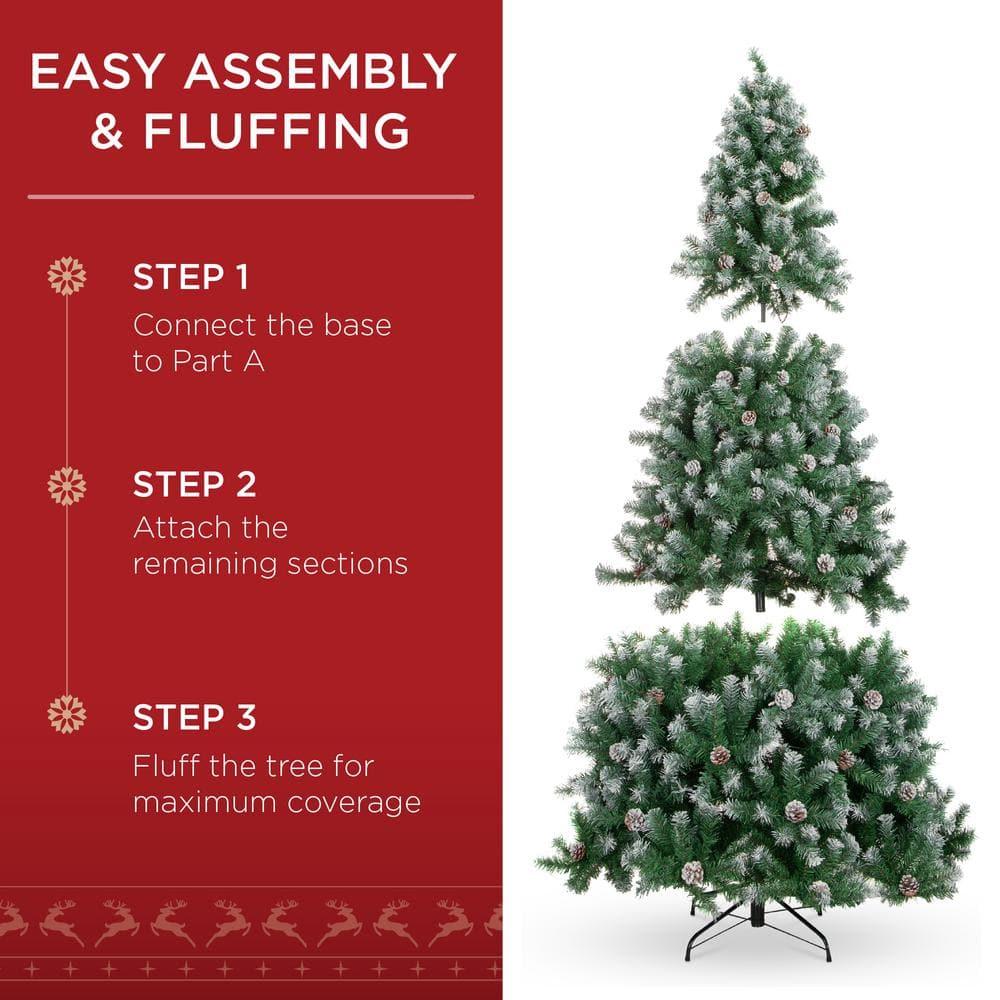 9 ft. Pre-Lit Incandescent Flocked Pre-Decorated Artificial Christmas Tree with 850 Warm White Lights
