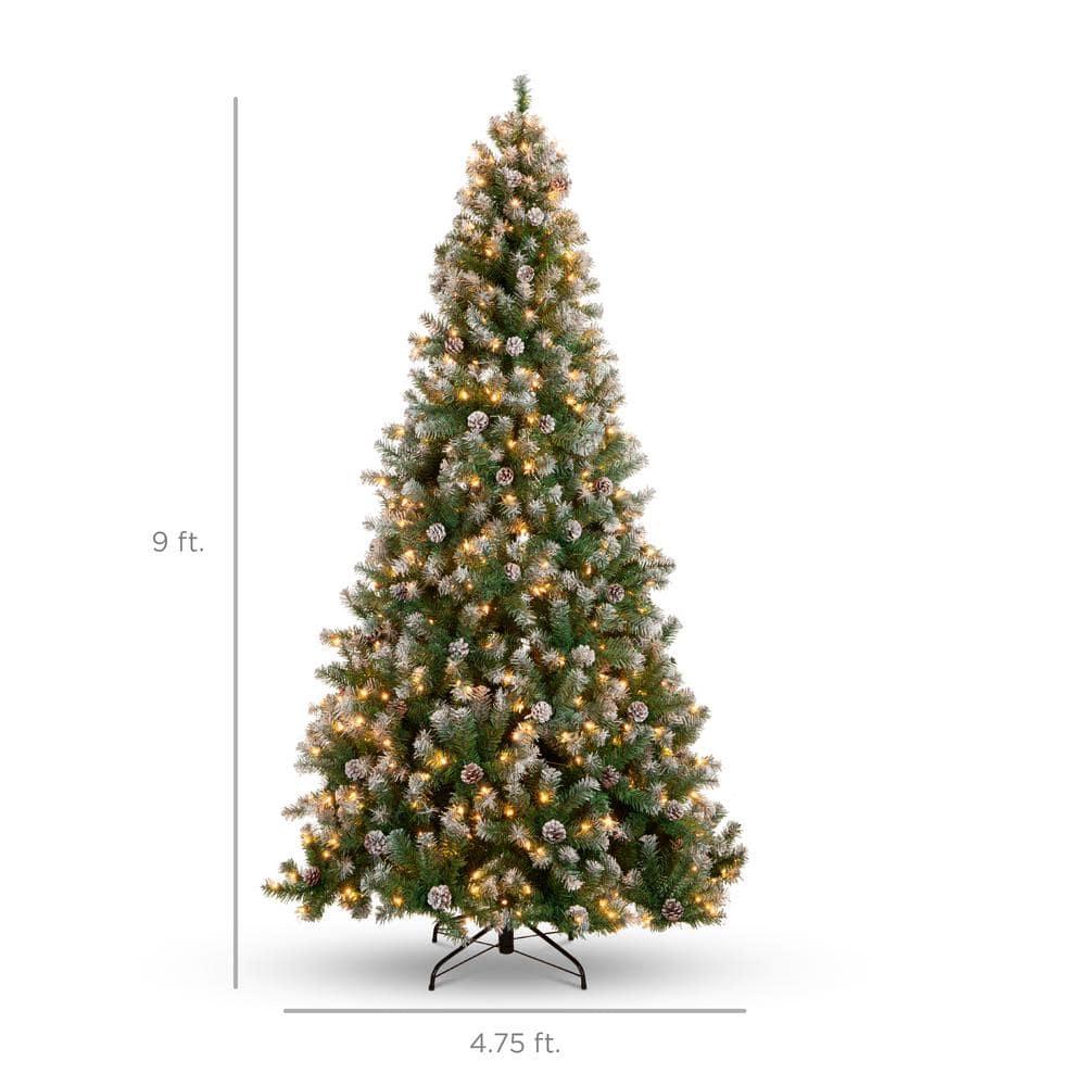 9 ft. Pre-Lit Incandescent Flocked Pre-Decorated Artificial Christmas Tree with 850 Warm White Lights