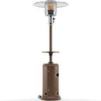 LAKeyen Gas Patio Heater - 87 Inches Tall Premium Standing Outdoor Heater with Drink Shelf Tabletop - Auto Shut Off Portable Power Heater with Simple Ignition System Wheels and Base Reservoir