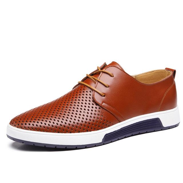 ng Autumn Leather Casual Fashion Breathable Holes Leisure Shoes