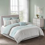 Gracie Mills Tinsley 8 Piece Ultra Soft Quilted Comforter Set Bedding Queen Size Seafoam/Grey - 5DS10-0053