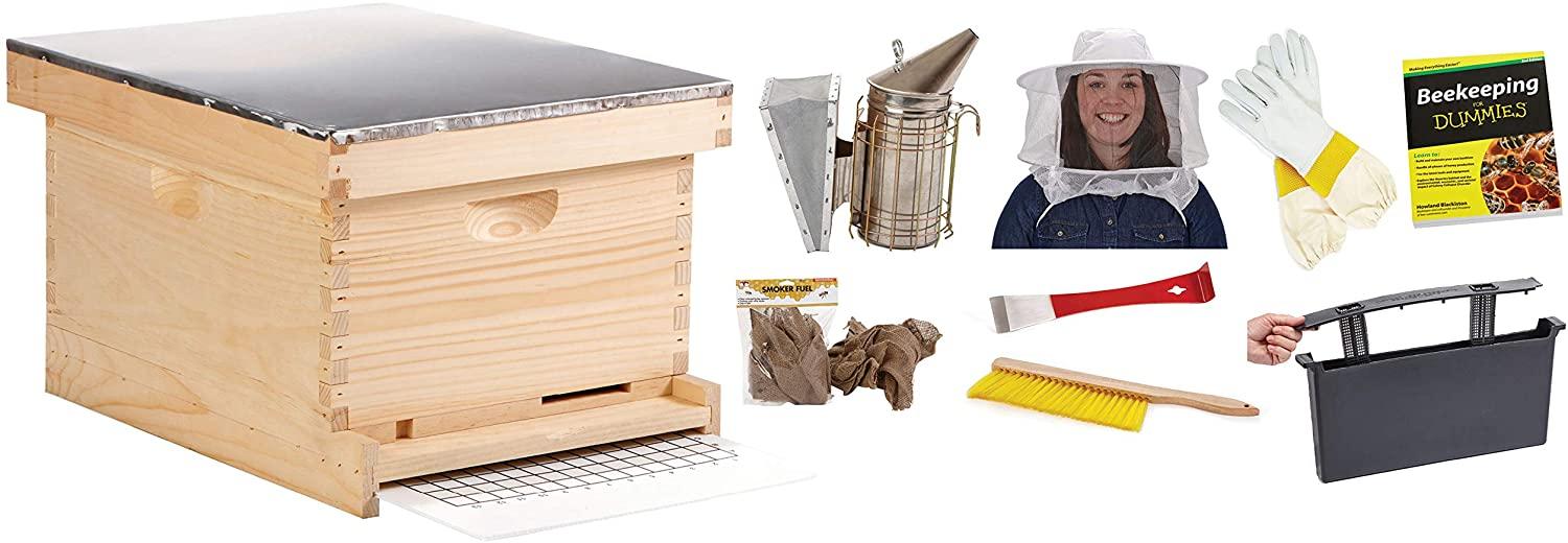little giant 10-frame deluxe beginner hive kit premium beekeeping starter kit for beginners (item no. hive10kit)
