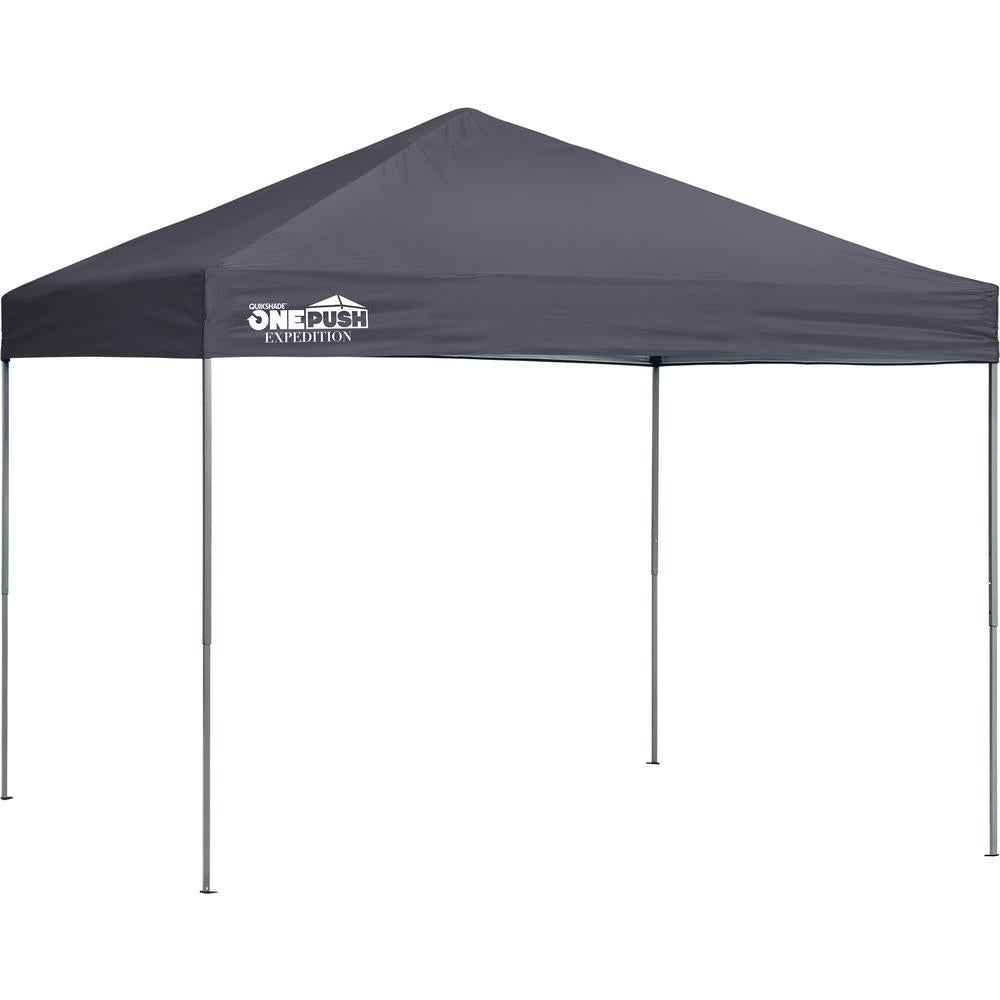 Quik Shade Expedition EX100 1-Push 10 ft. x 10 ft. Charcoal Straight Leg Pop-Up Canopy