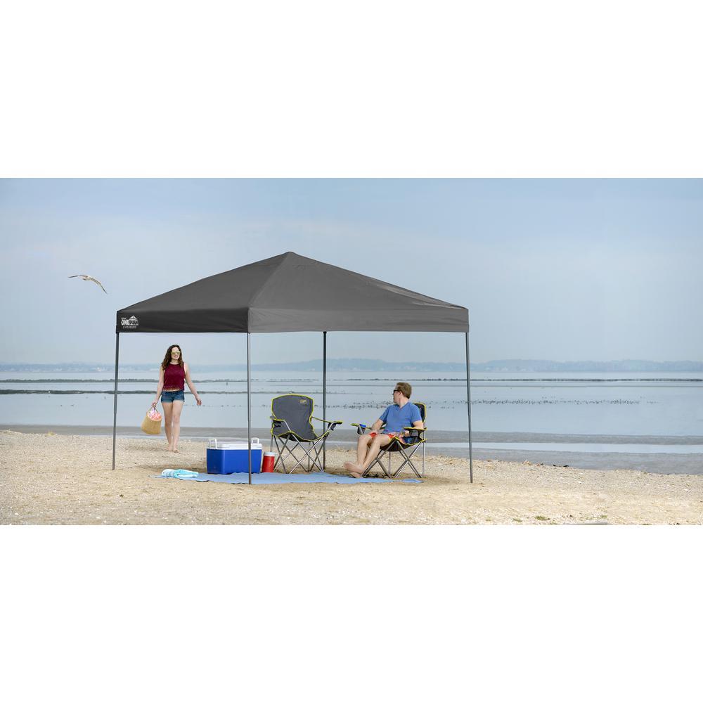 Quik Shade Expedition EX100 1-Push 10 ft. x 10 ft. Charcoal Straight Leg Pop-Up Canopy
