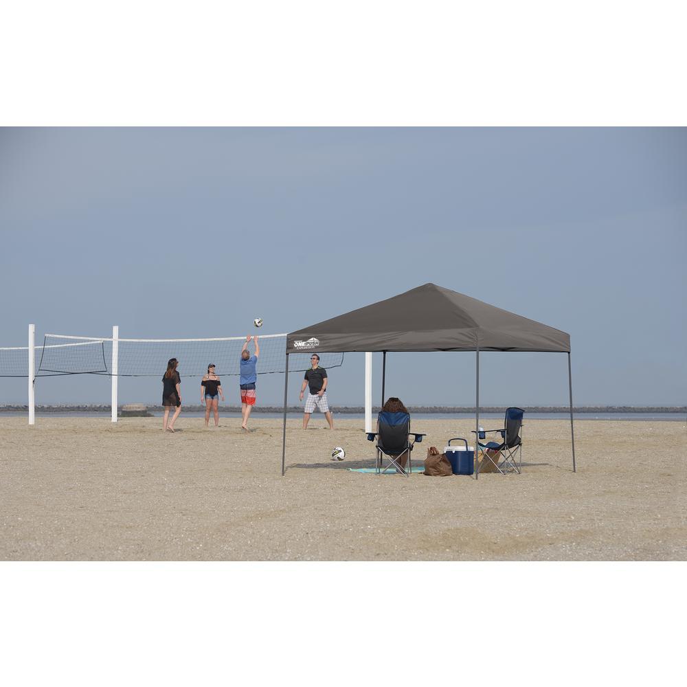 Quik Shade Expedition EX100 1-Push 10 ft. x 10 ft. Charcoal Straight Leg Pop-Up Canopy