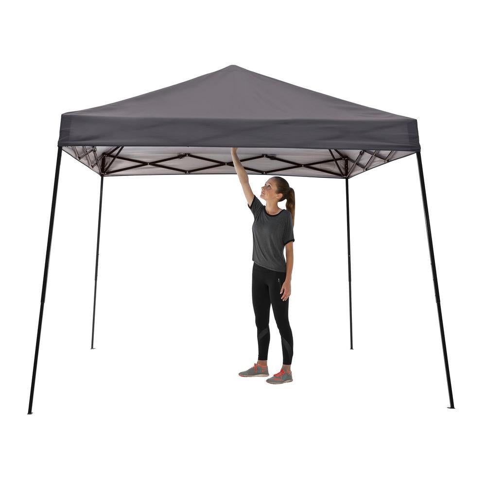 Quik Shade Expedition EX100 1-Push 10 ft. x 10 ft. Charcoal Straight Leg Pop-Up Canopy
