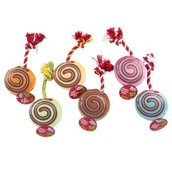 DollarItemDirect Dog Toy Plush with Rope &amp; Sqeaker Swirl  Assorted Colors in PDQ, Case of 84