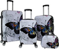 4-Piece Hardside Upright Spinner Luggage Set, Butterfly, One Size