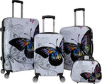 4-Piece Hardside Upright Spinner Luggage Set, Butterfly, One Size