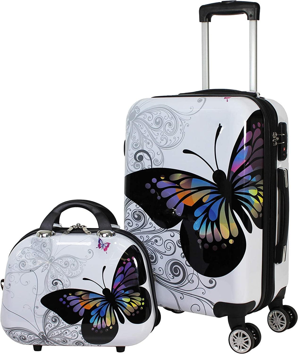 4-Piece Hardside Upright Spinner Luggage Set, Butterfly, One Size