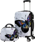 4-Piece Hardside Upright Spinner Luggage Set, Butterfly, One Size