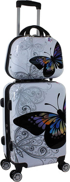 4-Piece Hardside Upright Spinner Luggage Set, Butterfly, One Size