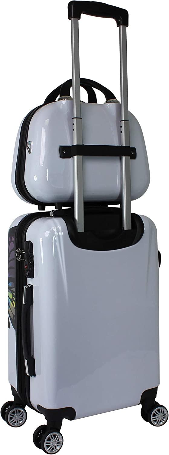4-Piece Hardside Upright Spinner Luggage Set, Butterfly, One Size
