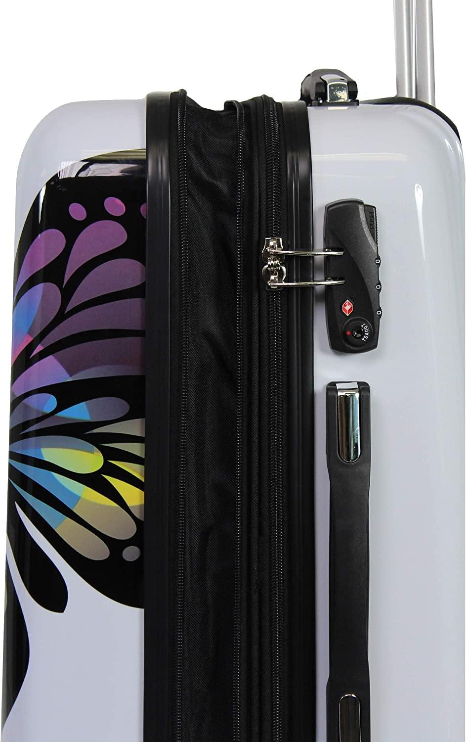 4-Piece Hardside Upright Spinner Luggage Set, Butterfly, One Size