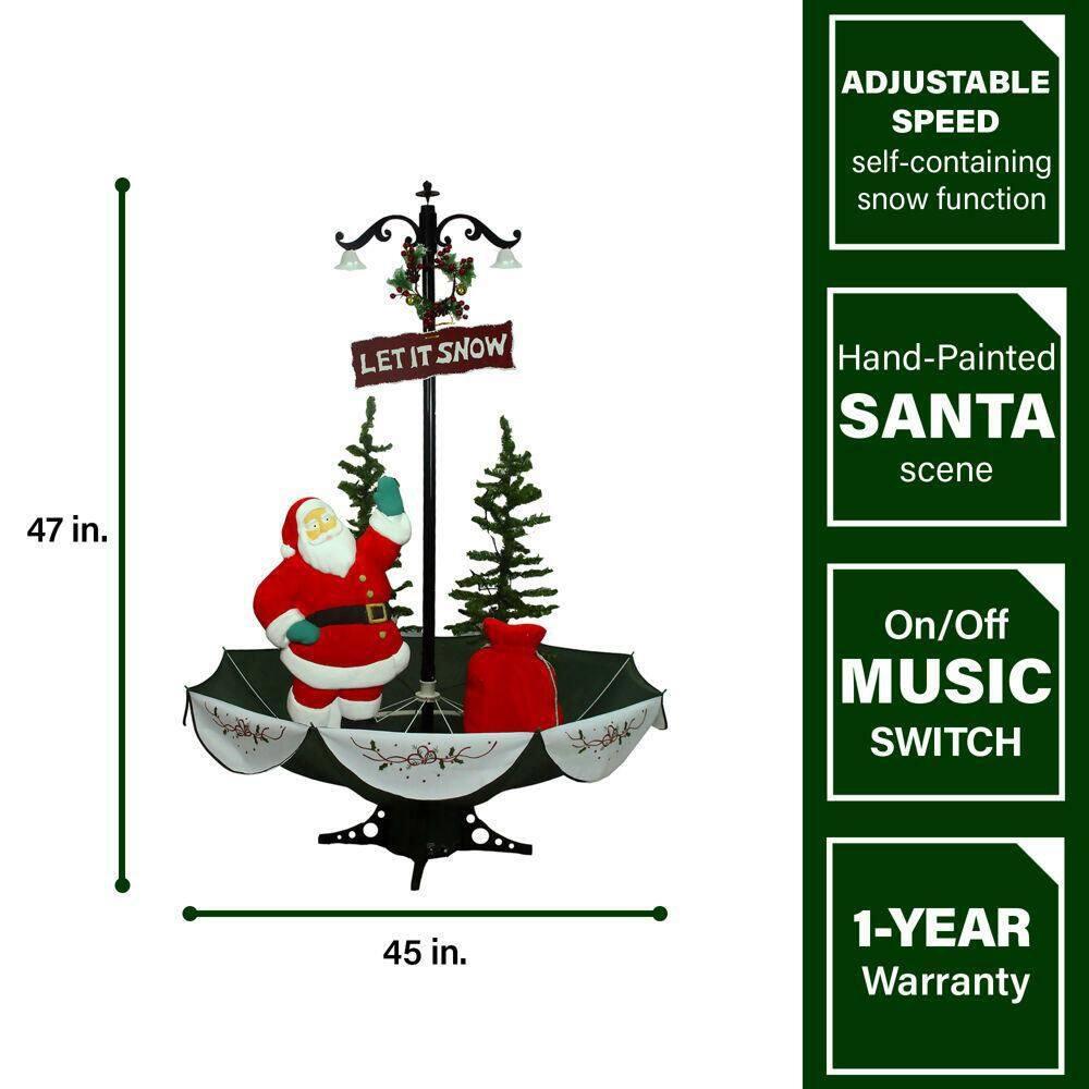 47 in. Christmas Red Santa with Green Umbrella Base and Music