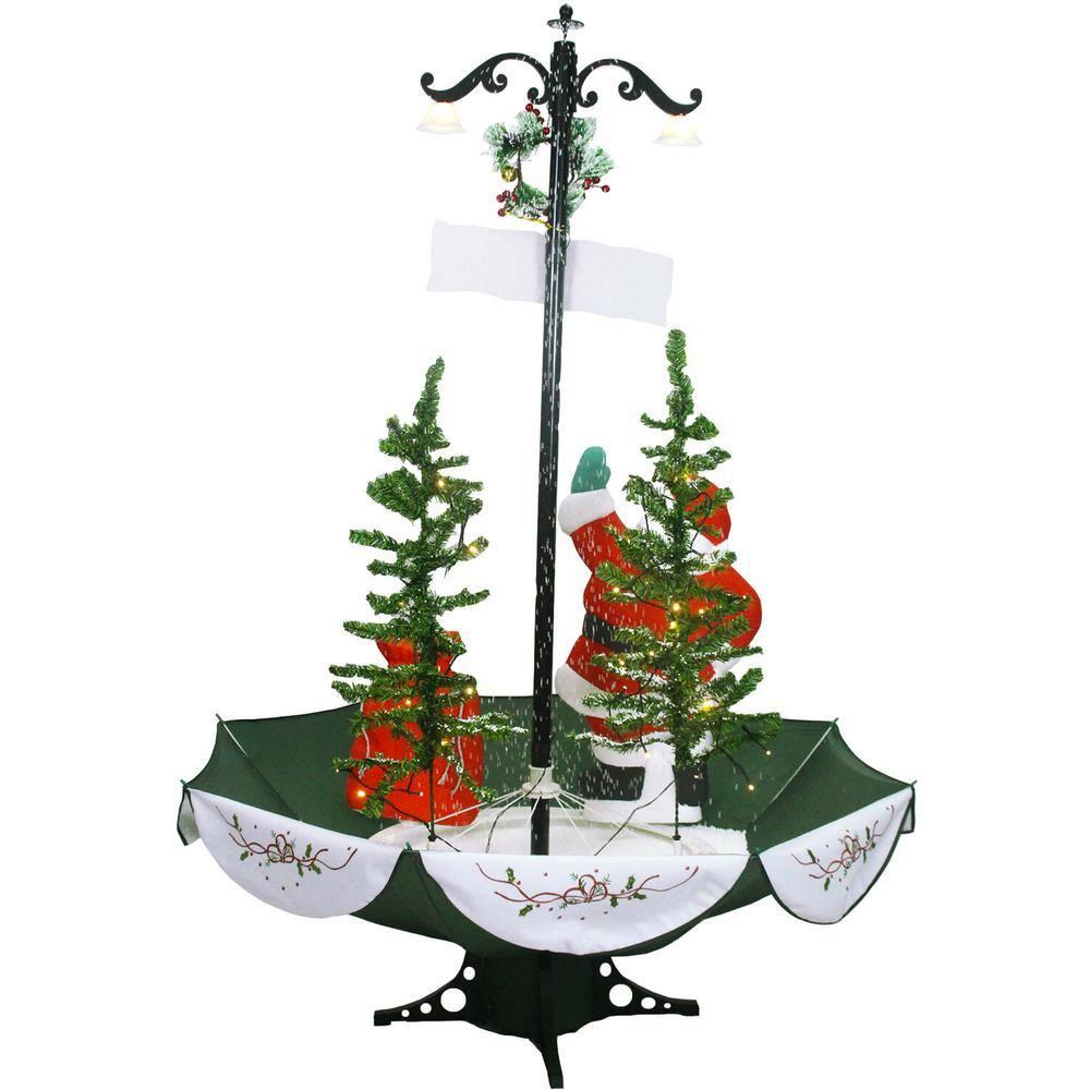 47 in. Christmas Red Santa with Green Umbrella Base and Music